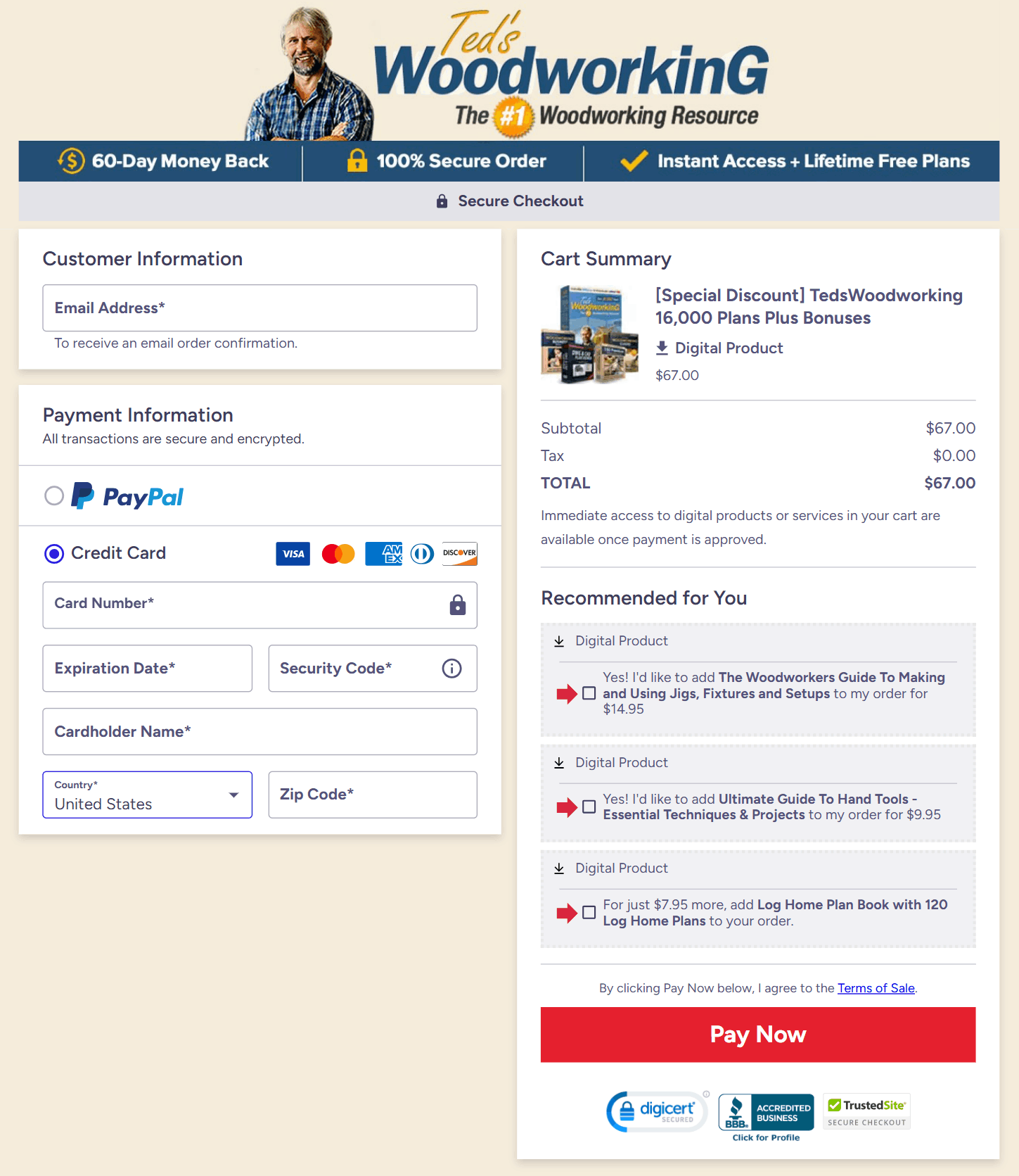 Tedswoodworking Secured Order Page